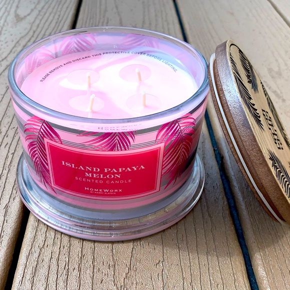 🆕HARRY SLATKIN HOMEWORX “ISLAND PAPAYA MELON” 18oz CANDLE 4-WICK NWT!!! - Picture 2 of 5